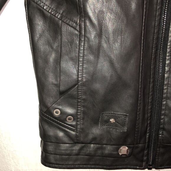 SK M Autumn Faux Leather Lined Moto Jacket with Studs - Picture 8 of 16
